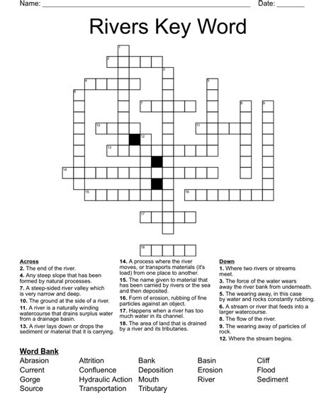 Rivers Key Word Crossword Wordmint