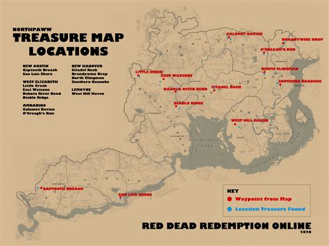Treasure Map Locations Rdo Rreddeadonline