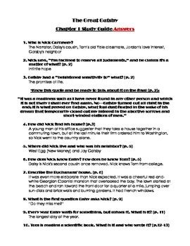 Great gatsby study guide answer. The Great Gatsby Chapter One Study Guide (Answer Key Included) | TpT