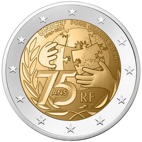 2 Euro Commémorative France 2021 Unicef Elysées Numismatique