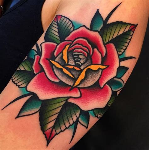 Traditional Rose Tattoo 40 Ideas For Classic Tattoos And Flowers Lovers