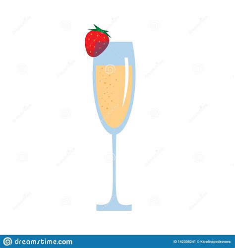 The image is png format and has been processed into transparent background by ps tool. Flat Cartoon Champagne Glass With Strawberry Stock ...