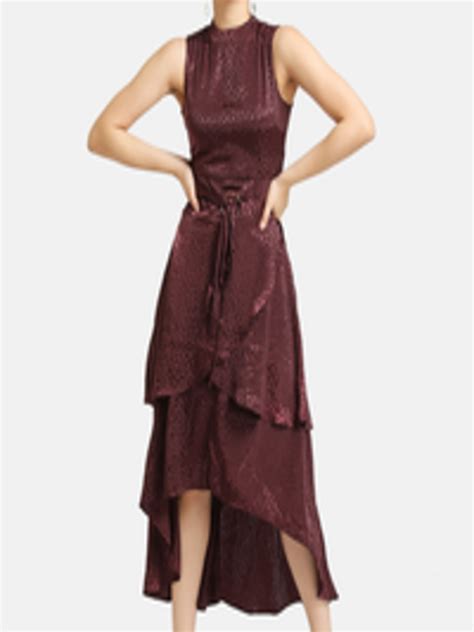 Buy Kazo Women Burgundy Self Design Fit And Flare Dress Dresses For Women 13567674 Myntra
