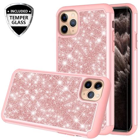 iphone 11 pro max case cute girls women w[tempered glass screen protector] heavy duty protective
