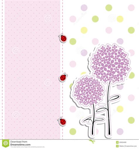 card design purple flower polka dot background royalty  stock