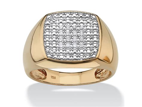 PalmBeach Jewelry Men S 1 10 TCW Diamond 18k Gold Over Sterling