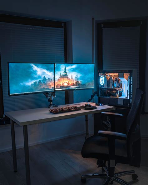 My Black And White Themed Setup In 2020 Computer Desk Gaming End Game