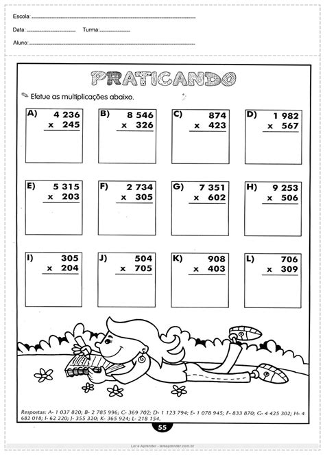 Atividade De Multiplicação 5o Ano