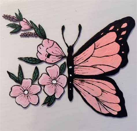 Butterfly Half Flowers Drawing Draw Bhj