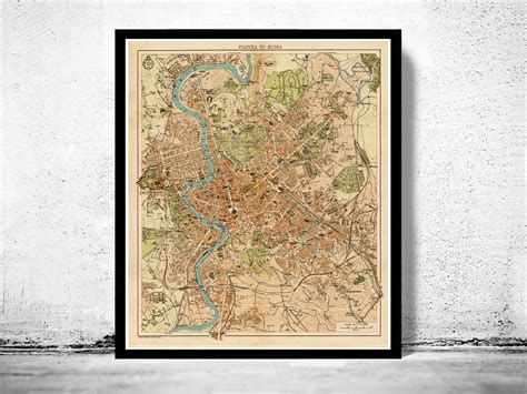 Old Map Of Rome Italy 1930 Vintage Map Wall Map Print Vintage Maps