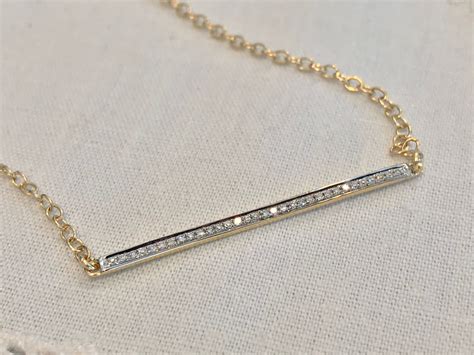 Diamond Bar Necklace 14k Gold Dbn1