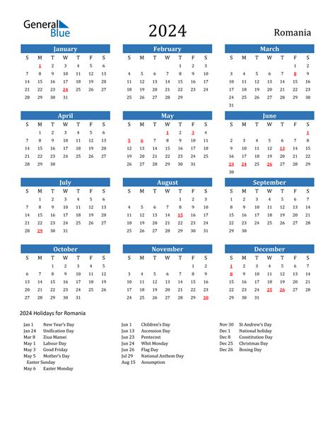 2024 Romania Calendar With Holidays