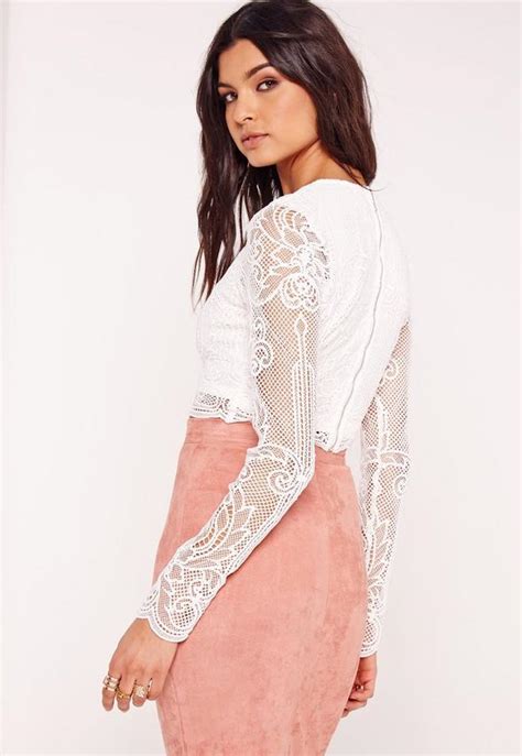 Crochet Lace Crop Top White Missguided