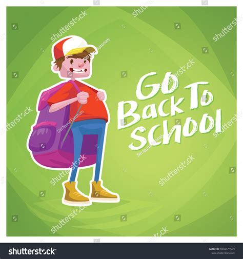 Go Back School By Student Big Stock Vector Royalty Free 1068675599