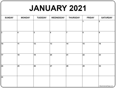 2021 January Calendar Avnitasoni