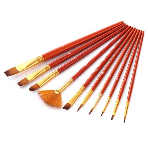 10pcs Paint Brush Set Professional Wood Handle Multifunctional Nylon