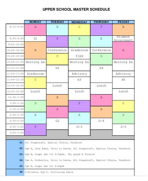 Master Schedule Templates 11 Free Samples Examples Format Download