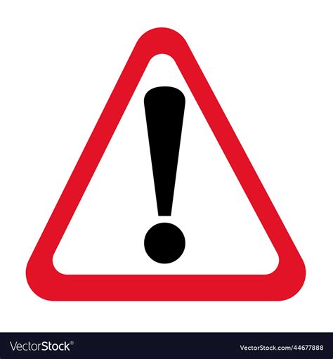 Warning Sign In Red Triangle Attention Danger Vector Image