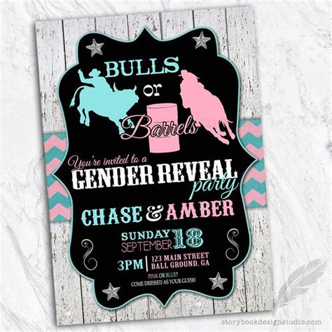 And being told you have nothing to look forward to because being a mommy is the best your life is ever going to get., ugh. Bulls or Barrels Gender Reveal Invitations | Gender reveal invitations, Gender reveal, Baby ...