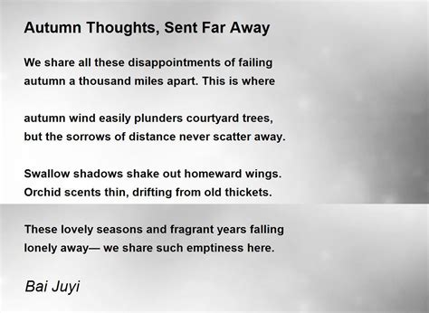 Autumn Thoughts Sent Far Away Autumn Thoughts Sent Far Away Poem By