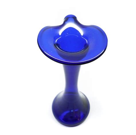 Vintage Cobalt Blue Hand Blown Art Glass Floral Vase Featuring Etsy