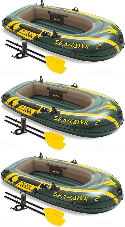Intex Seahawk 2 Inflatable 2 Person Floating Boat Raft Set With Pump 3