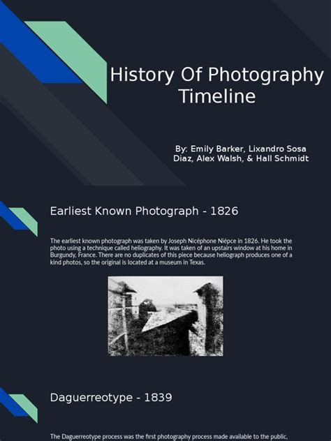 History Of Photography Timeline Pdf Optical Devices Recording
