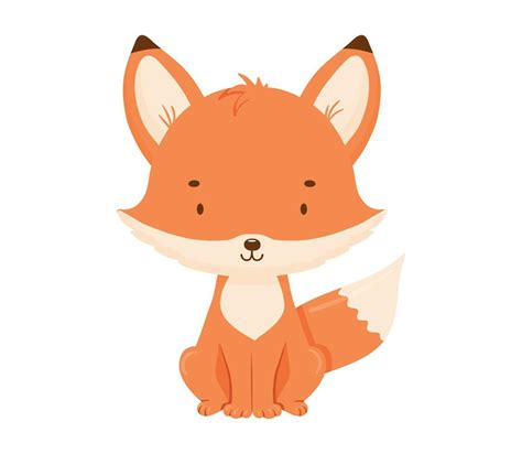 Cute Baby Fox Character Vector Childish Illustration Isolated On White