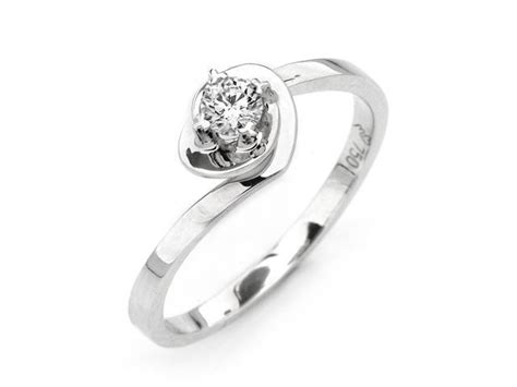 18k White Gold Solitaire 4 Prong Diamond Promise Ring 014ctg H Colorvs2 Si1 Clarity