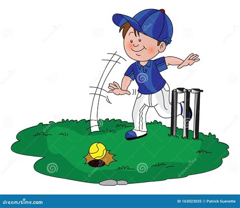 Vector Of Boy Playing Cricket Stock Vector Illustration Of Ground
