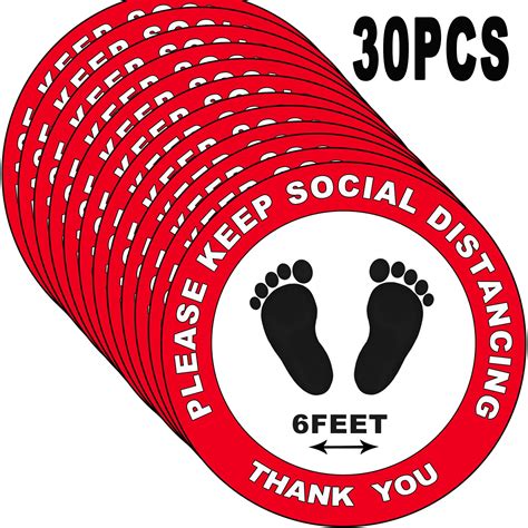 Buy 30 Pack Social Distancing Floor Decals Signs Stickers Red