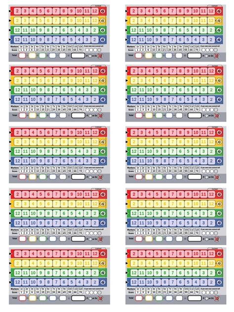Four Rows Of Numbers With Different Colors And Symbols On Them All In