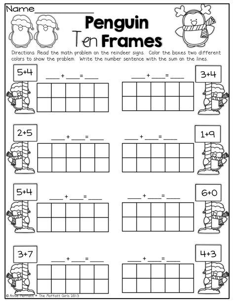 Ten Frame Math Worksheets For Kindergarten