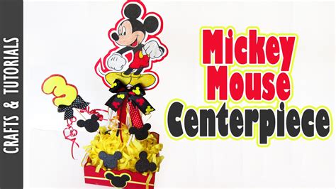Turn over the plates and using duck tape (or hot glue) attach the wooden dowel. Mickey Mouse Centerpiece Tutorial (DIY: Party Decorations ...