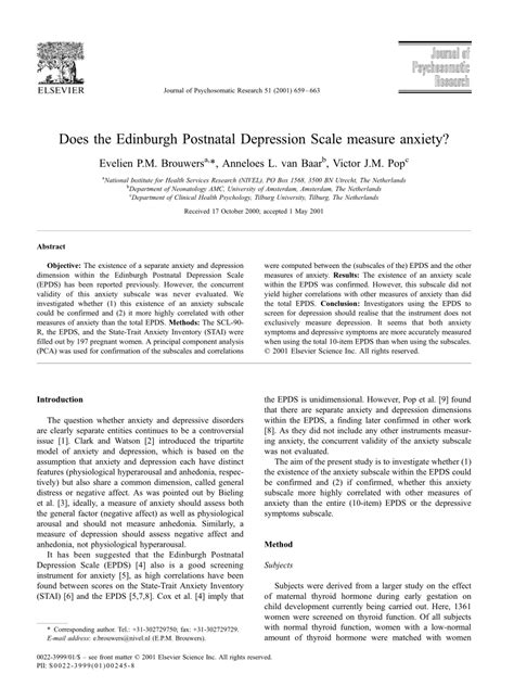 Check spelling or type a new query. (PDF) Does the Edinburgh Postnatal Depression Scale ...