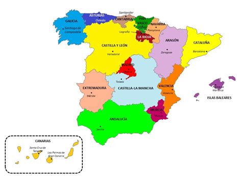 Mapa De Las Comunidades De España Con Sus Capitales Saber Es Breve