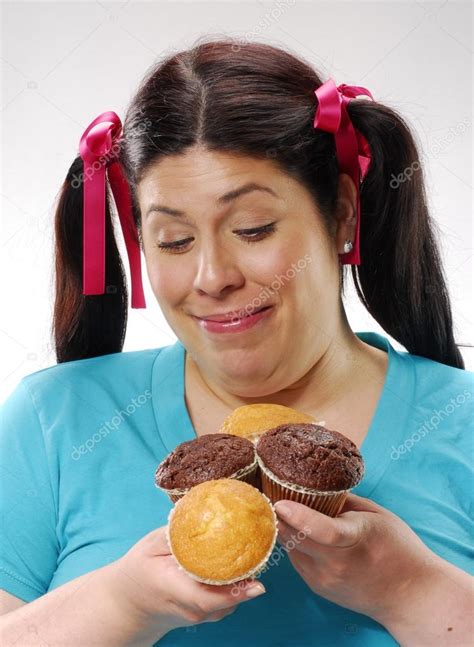 Fat Girl Holding Snack Cakeshappy Girl Holding A Snack Cakeswoman