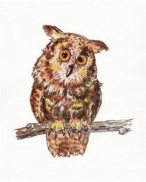 Baby Owl Watercolor For Baby Room Painting By Irina Sztukowski Fine