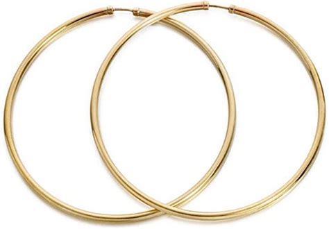 9ct Gold Extra Large Lightweight Hoop Earrings 50mm Amazon Co Uk