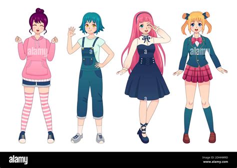 Anime A Las Niñas Hermosas Chicas De Manga Japonesa En Uniforme
