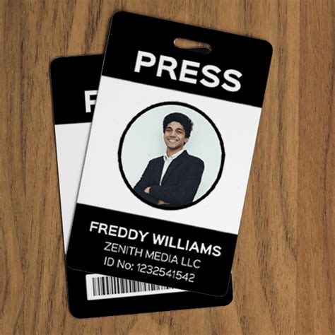 Modern Press Pass Custom Photo Id Badge Nametag Wizard
