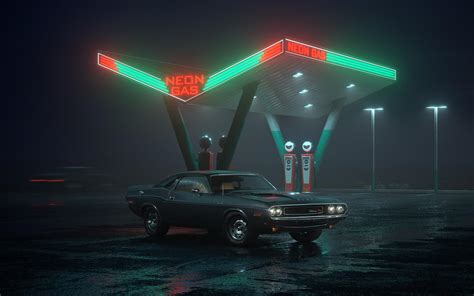 Neon Gas Station 1920 X 1200 Wallpapers