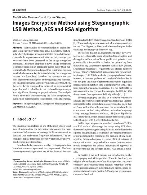 Pdf Images Encryption Method Using Steganographic Lsb Method Aes And Rsa Algorithm