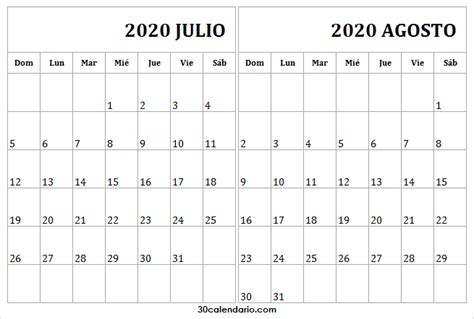 Calendario Julio Agosto 2020 España University Life Word Search