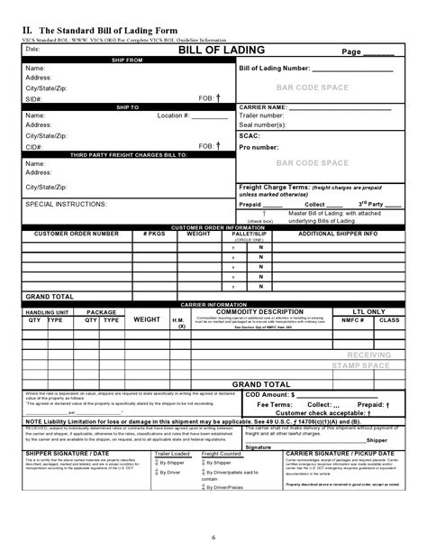 Printable Bill Of Lading Short Form Free