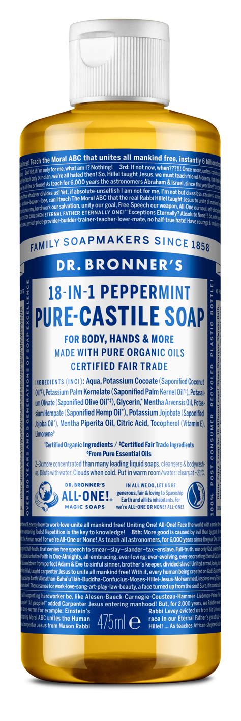 Buy Dr Bronners Pure Castile Liquid Soap Peppermint 475 Ml 475