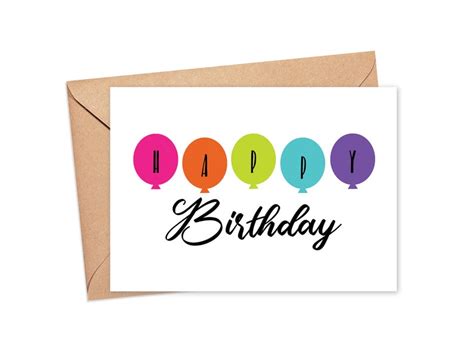 Happy Birthday Printable Card Birthday Card Template Instant Etsy