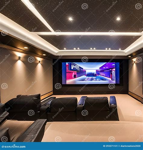A High-tech, Home Cinema with a 4K Projector, Plush Theater Seating
