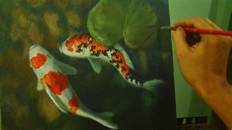Acrylic Painting Tutorial Koi Fishes In Shallow Water By Jm Lisondra