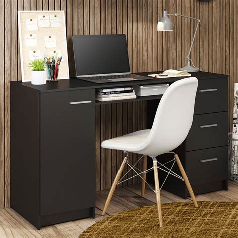Madesa Modern Office Desk With Storage Drawers 53 Inch Study Desk For